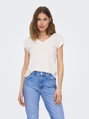 T-shirt V-neck Tencel Cloud Dancer