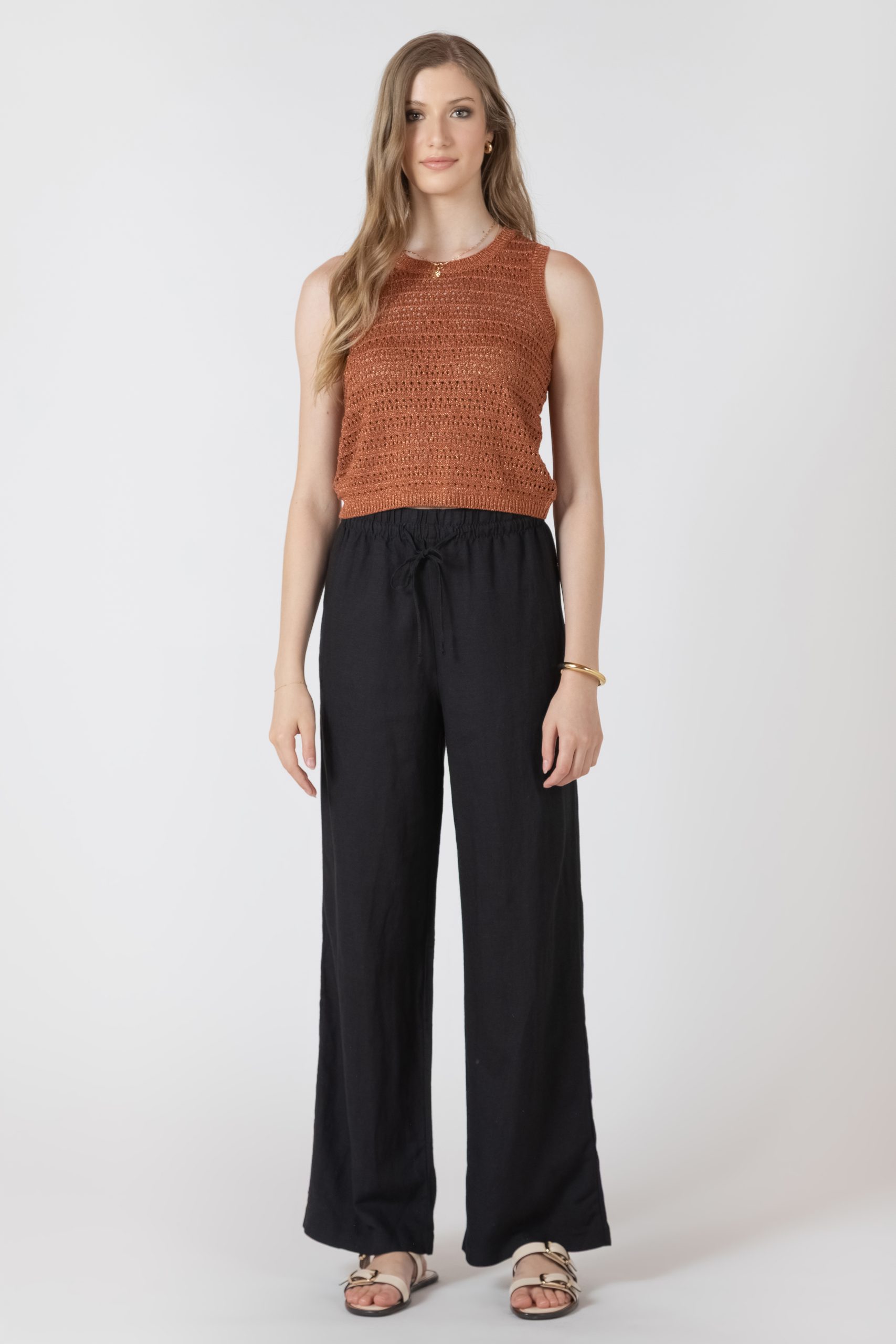 ELASTIC WAIST LINEN PANTS