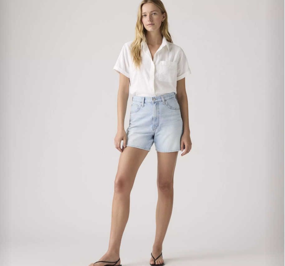 Cinch mid-thigh short abraided art short (light blue)  | Levi's