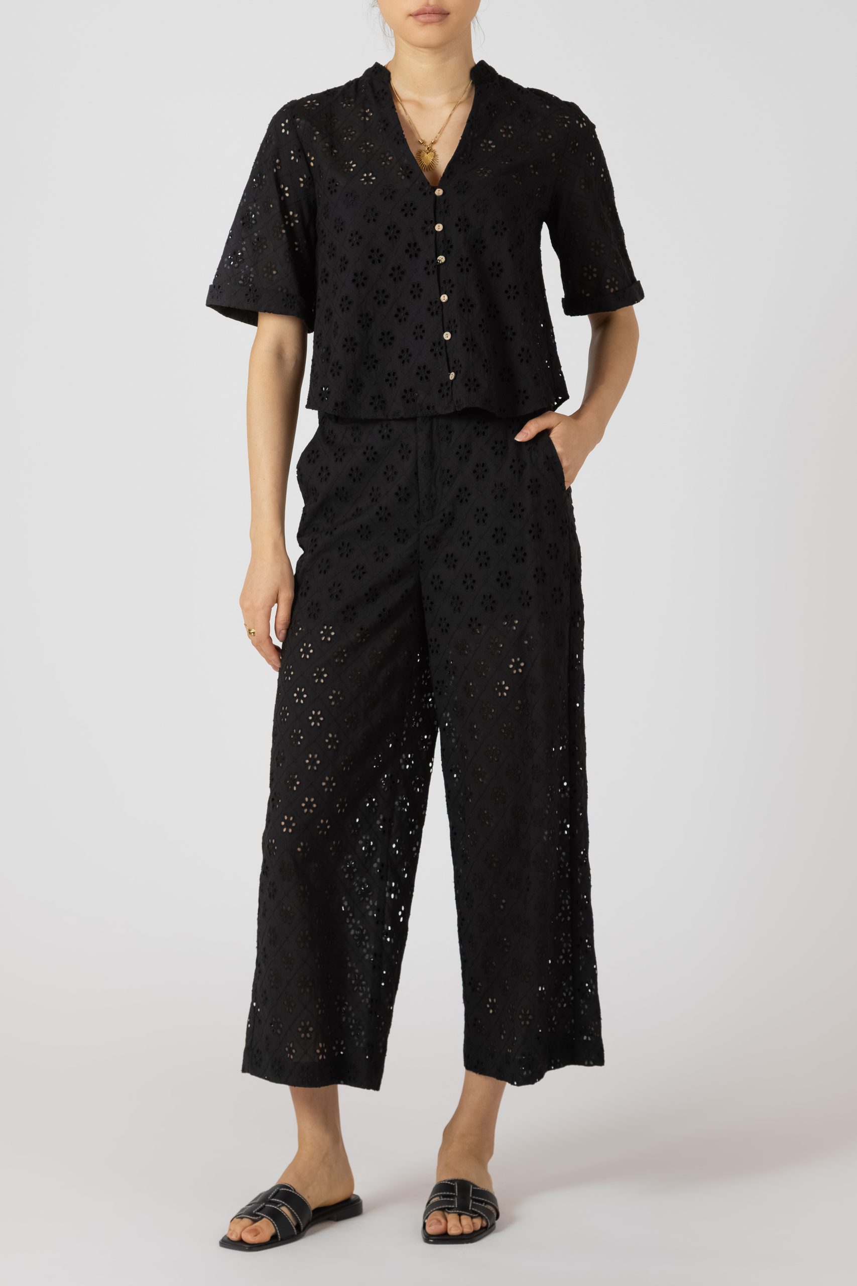OPENWORK EMBROIDERY TROUSER