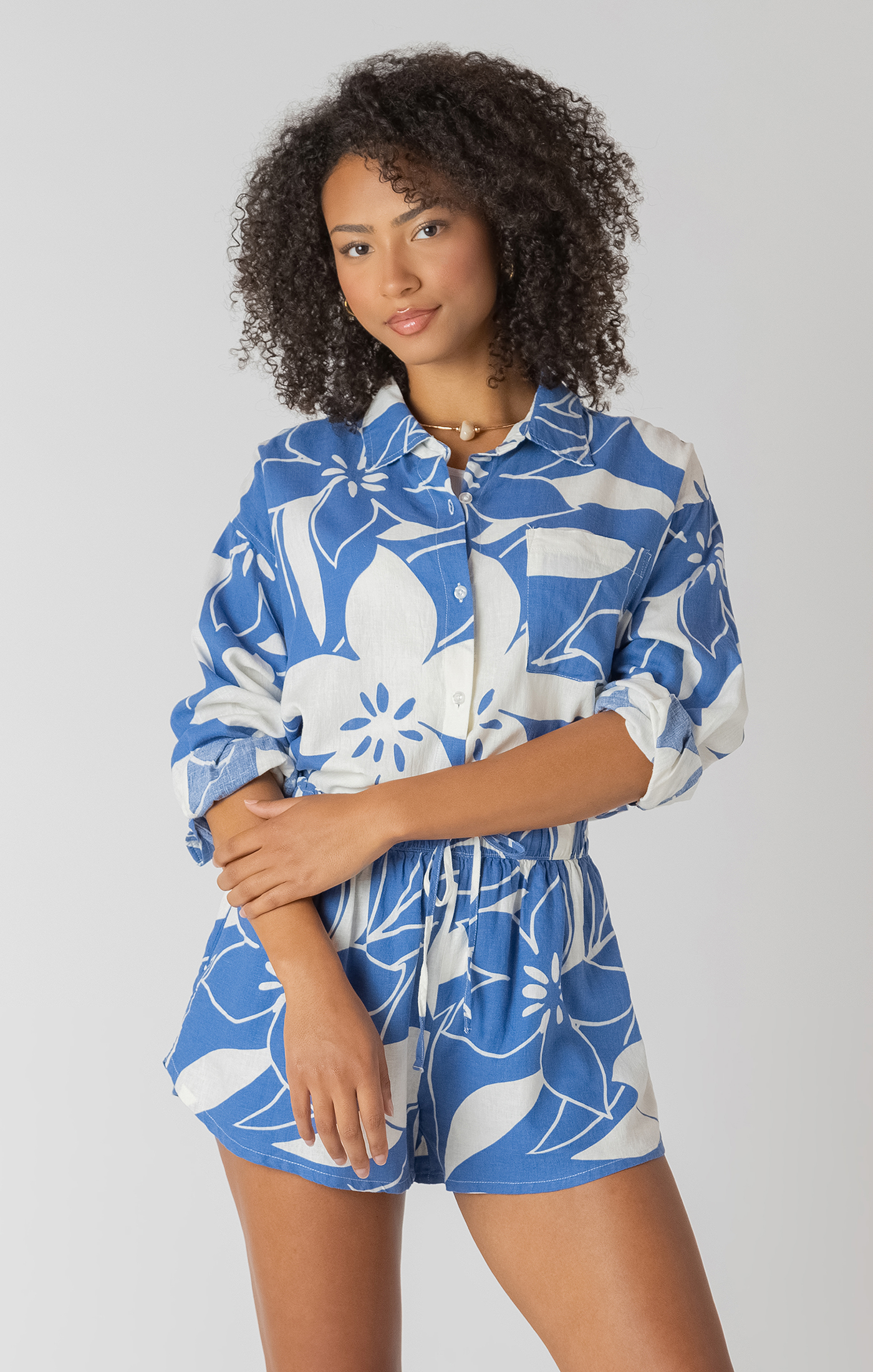 BUTTON FRONT LINEN SHIRT